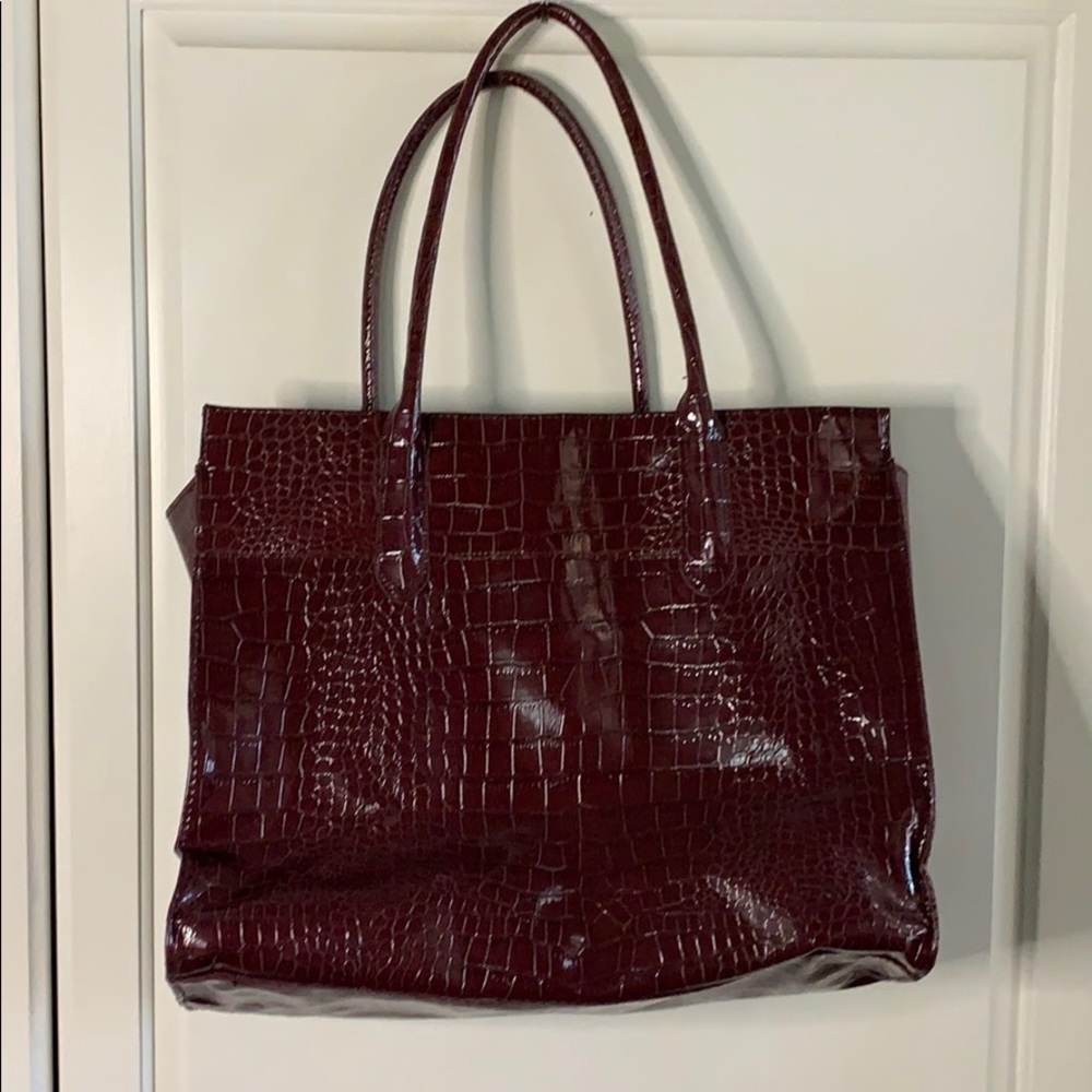 Jessica Simpson Dark Red Faux Snake Skin Tote - Picture 10 of 16